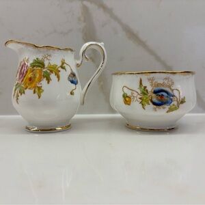 Vintage Royal Albert Fine Bone China Hand-painted Floral Cream and Sugar Set